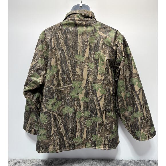 Vintage Duck Bay Snap Up Camo Rebark PVC Hunting Lined Jacket in Size Medium - Picture 2 of 8